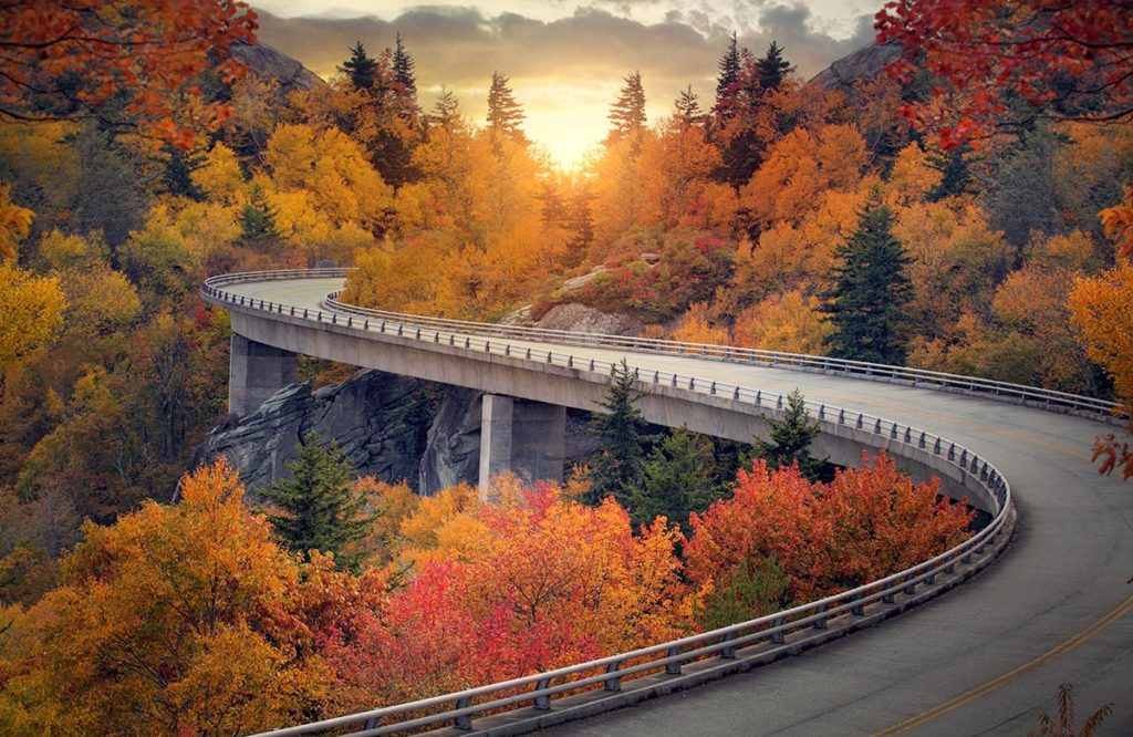 Autumn Leaves Sunset Road Trip